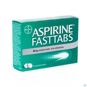 Aspirine fasttabs 500mg comp pell. 20