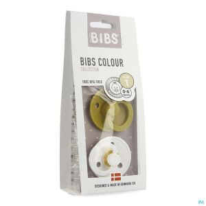 Bibs 1 tetine duo mustard white