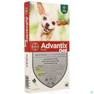 Advantix 40/ 200 chiens < 4kg fl 4x0,4ml