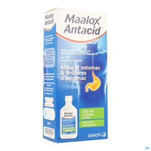 Maalox antacid 230mg/400mg/10ml susp buvable 250ml