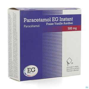 Paracetamol eg inst.500mg vanille-fraise sach20