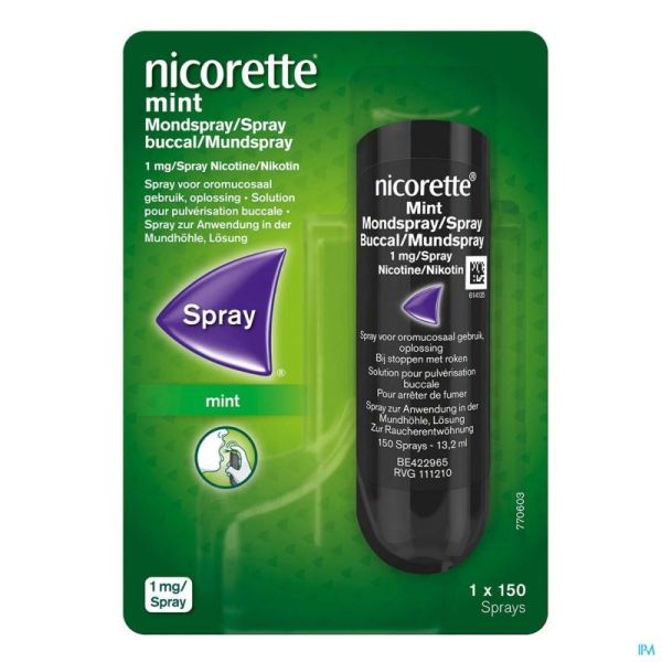 Nicorette mint spray buccal 1x150 sprays 1mg/spr.