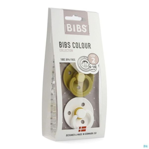 Bibs 2 tetine duo mustard white