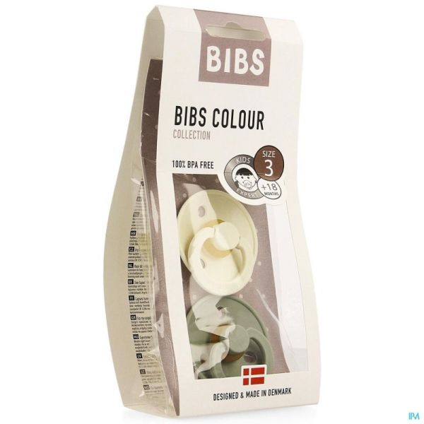 Bibs 3 tetine duo sage ivory