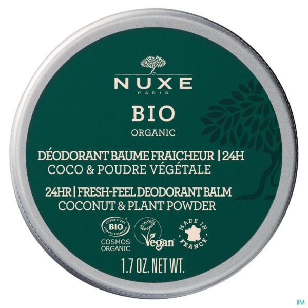 Nuxe bio deo baume fraicheur 24h coco poudre 50g