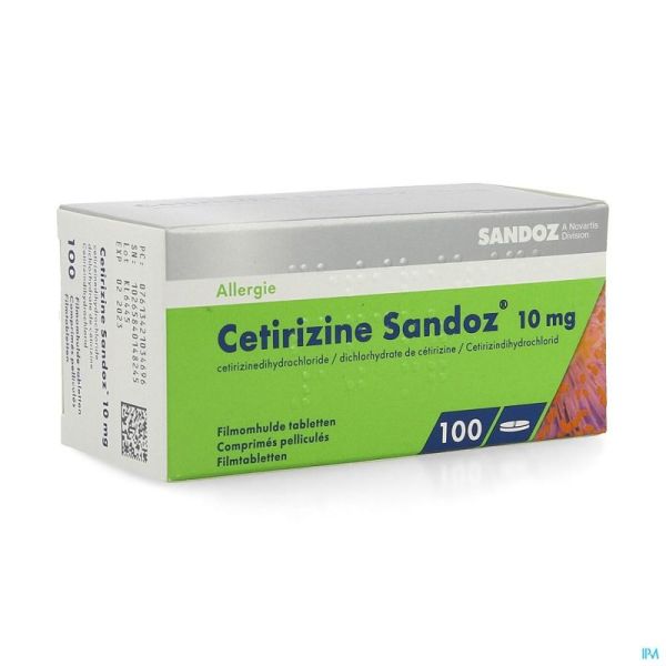 Cetirizine sandoz 10mg comp pell 100 x 10mg