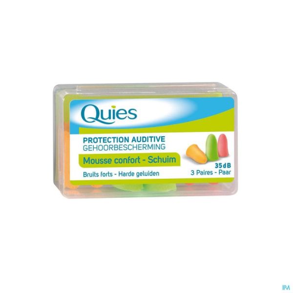 Quies protection auditive mousse fluo 3 paires