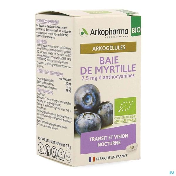 Arkogelules myrtille baie bio caps 40 nf