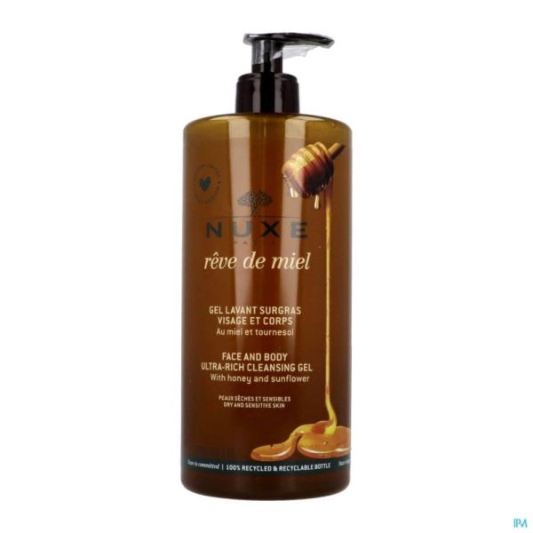 Nuxe reve de miel gel nettoyant surgras 750ml