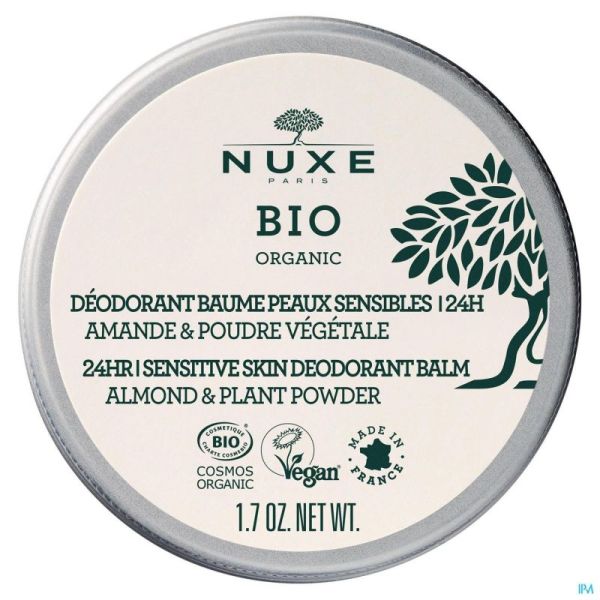 Nuxe bio deo.baume peaux sensibles 24h amande 50g