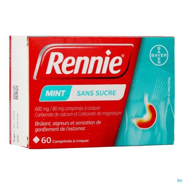 Rennie sans sucre pastilles 60