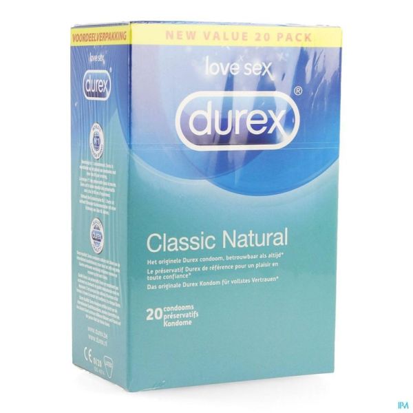 Durex classic natural condoms 20