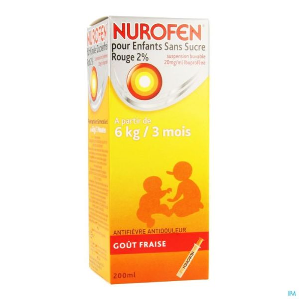 Nurofen enfant fraise susp sans sucre 2% 200ml