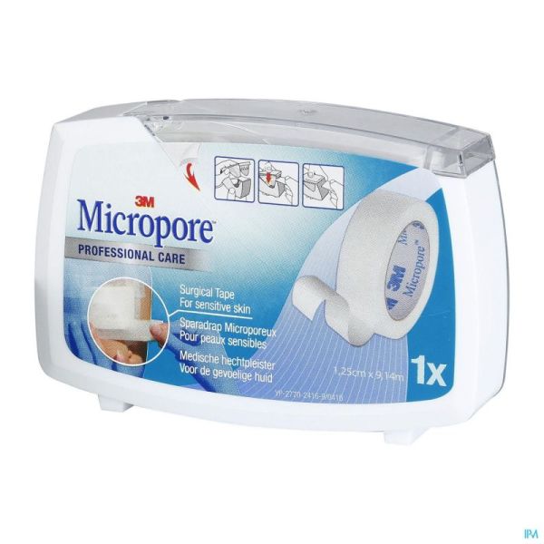 Micropore 3m 12,5mmx9,1m nouv.derouleur 1530p-0d