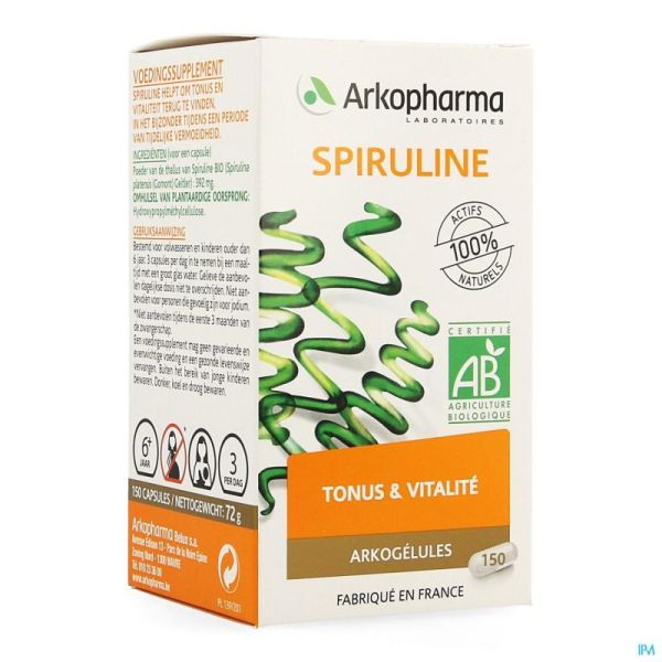 Arkogelules spiruline bio caps 150