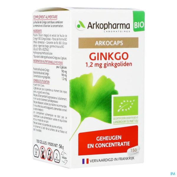 Arkogelules ginkgo bio caps 150